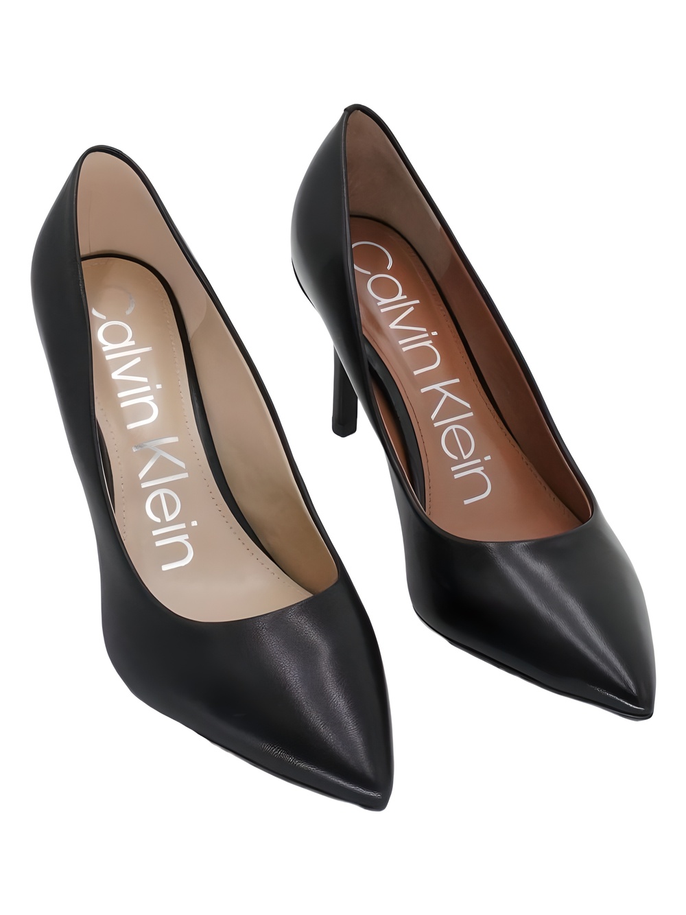 Calvin Klein Gayle Black Leather Pointed Toe 3" Stiletto Heel Pumps Size 9M